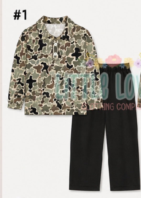 Boys Camo Polo Set Mix: Ships Nov