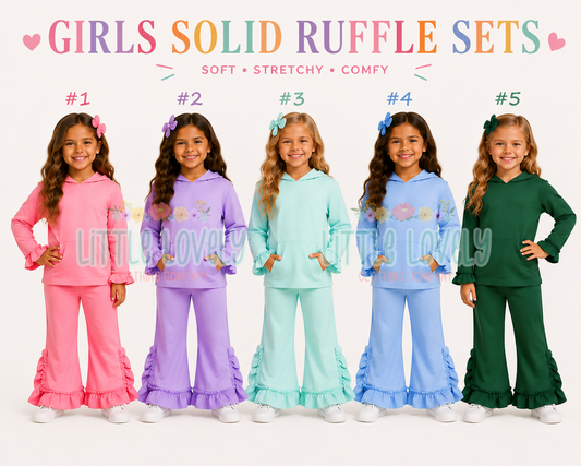 Solid Ruffle Hoodie Sets, ETA Nov to LLCCO