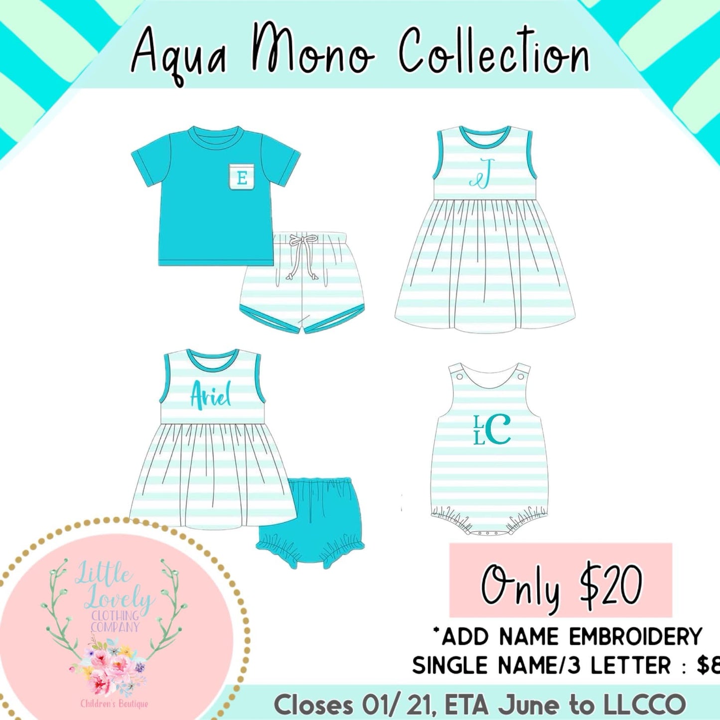 Aqua Stripe Knit Mono Collection ETA June then to Customers