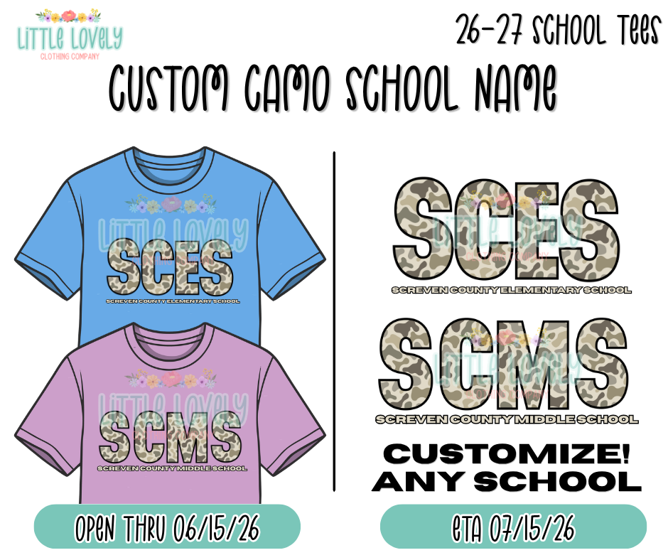 Custom School Camo Tees (Youth & Adult-Comfort Colors)