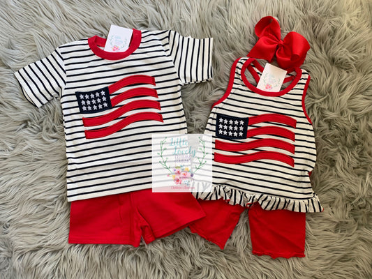 Flag Appliqué Boys Short Sets