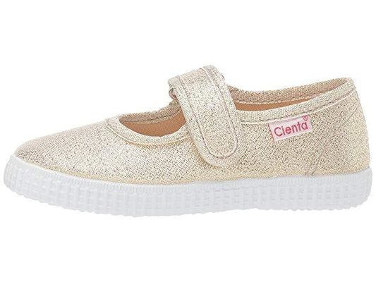 Cienta Gold Sparkle Metallic Mary Jane