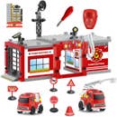 61 PCs Fire Station Fireman Toys with Light and Sound