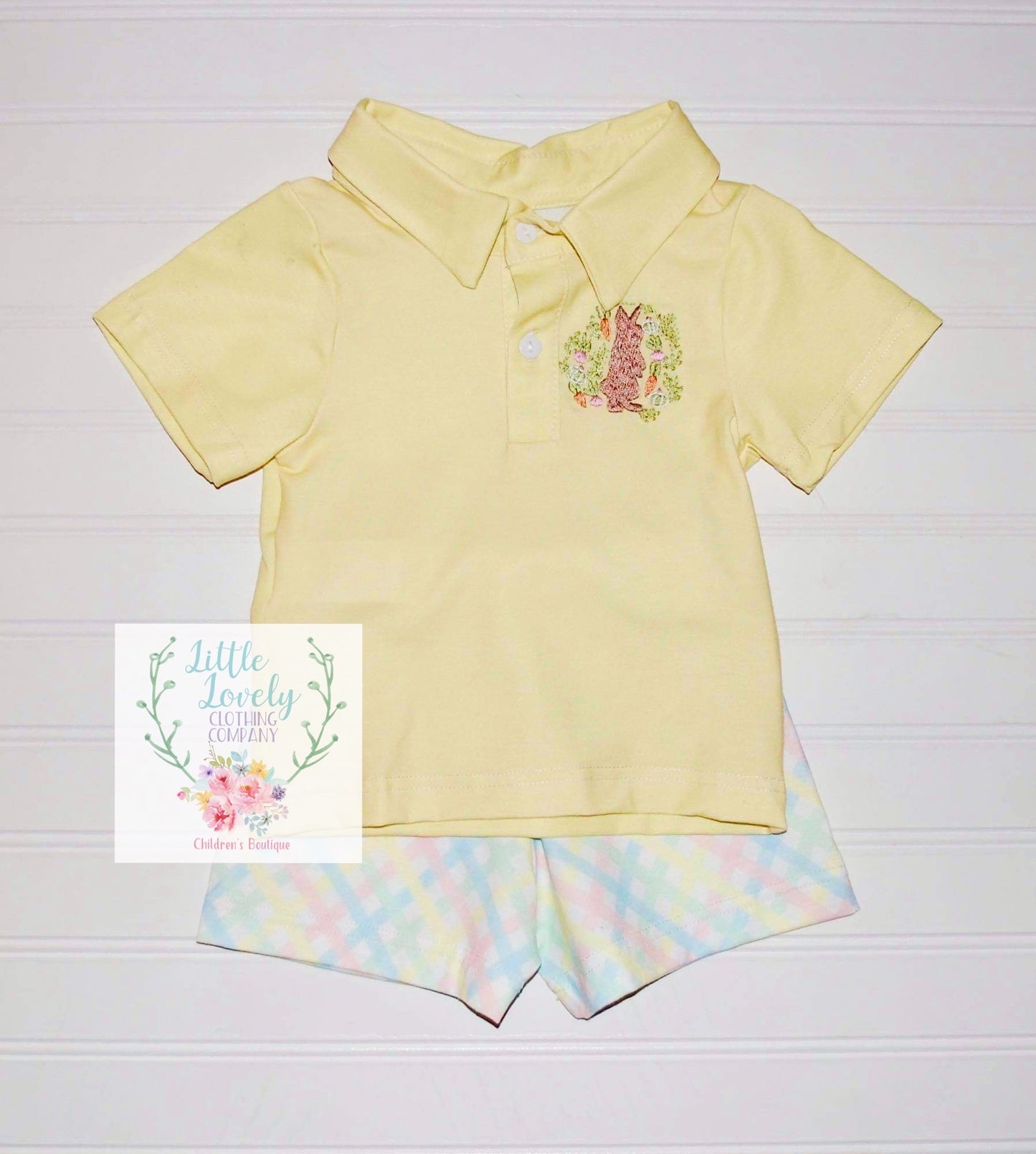 Boys Pastel Bunny Embroidered Set