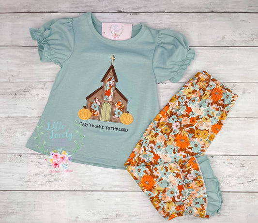 Give Thanks Girl Pant Set