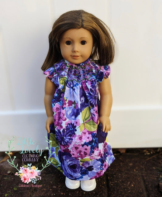 Olivia Floral Smocked Doll Dress