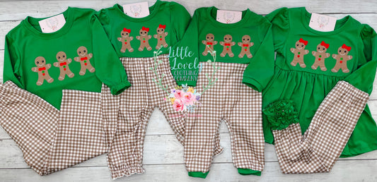 Gingerbread Trio Girls Romper