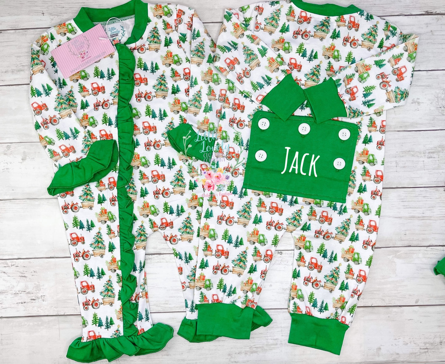 Christmas Tractor Lounge Girl Romper