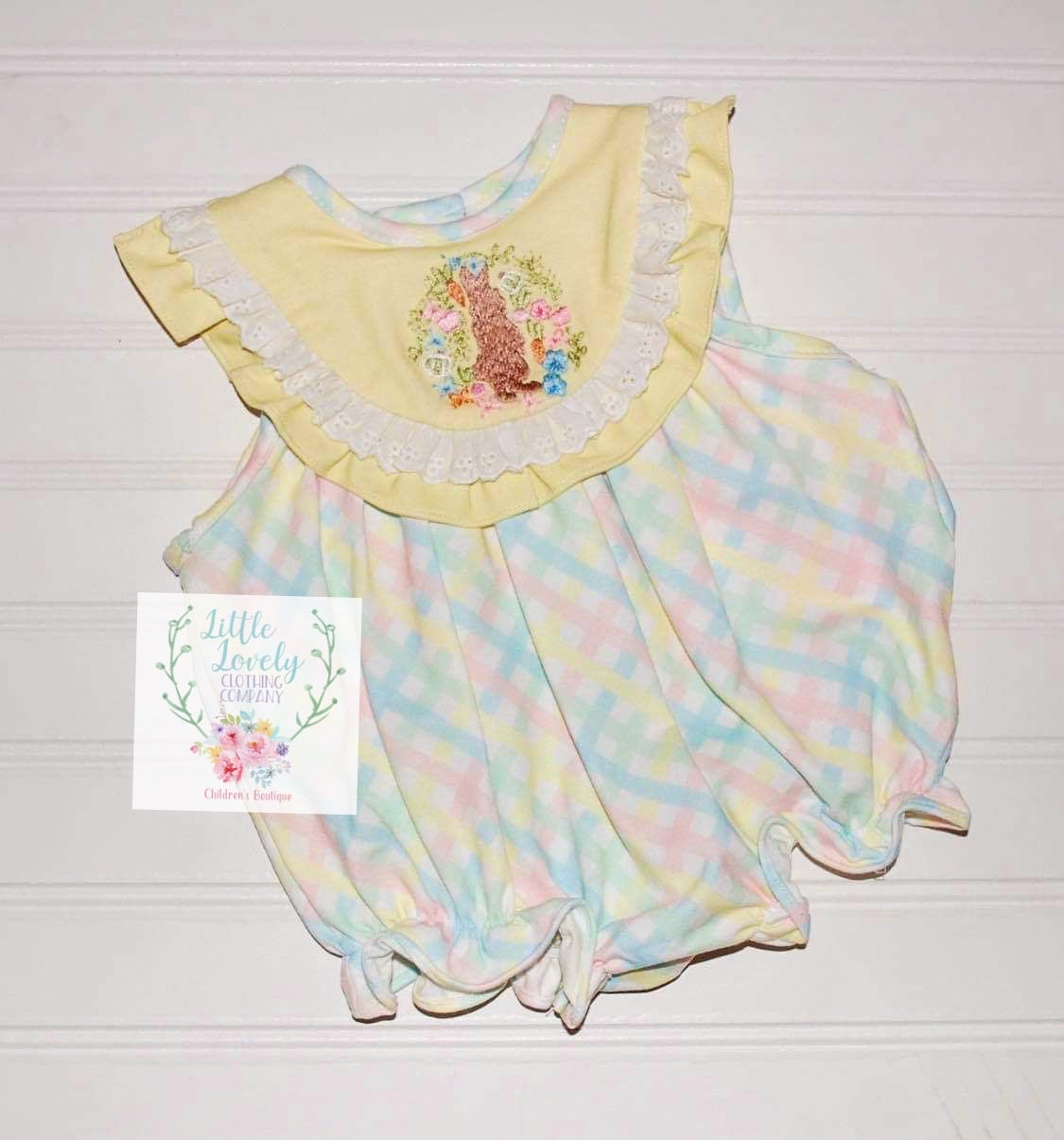 Girls Pastel Bunny Embroidered Bubble