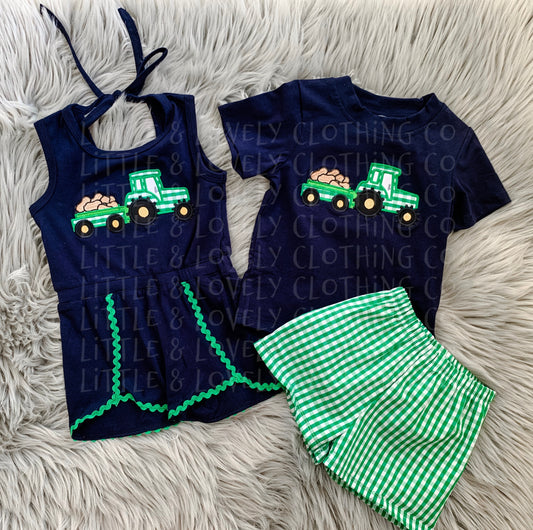 Boys Peanut Tractor Short Set