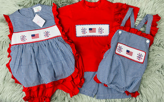 Firework Smocked Boys Short Set