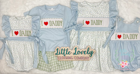 I Love Daddy Smocked Boys Set