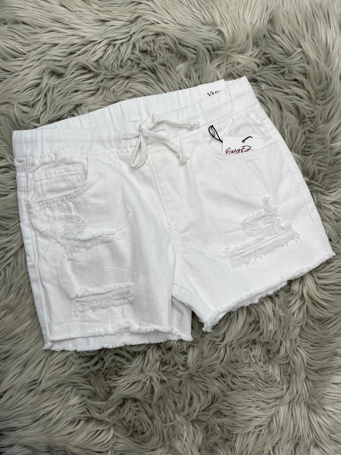 Women's White Distressed Shorts