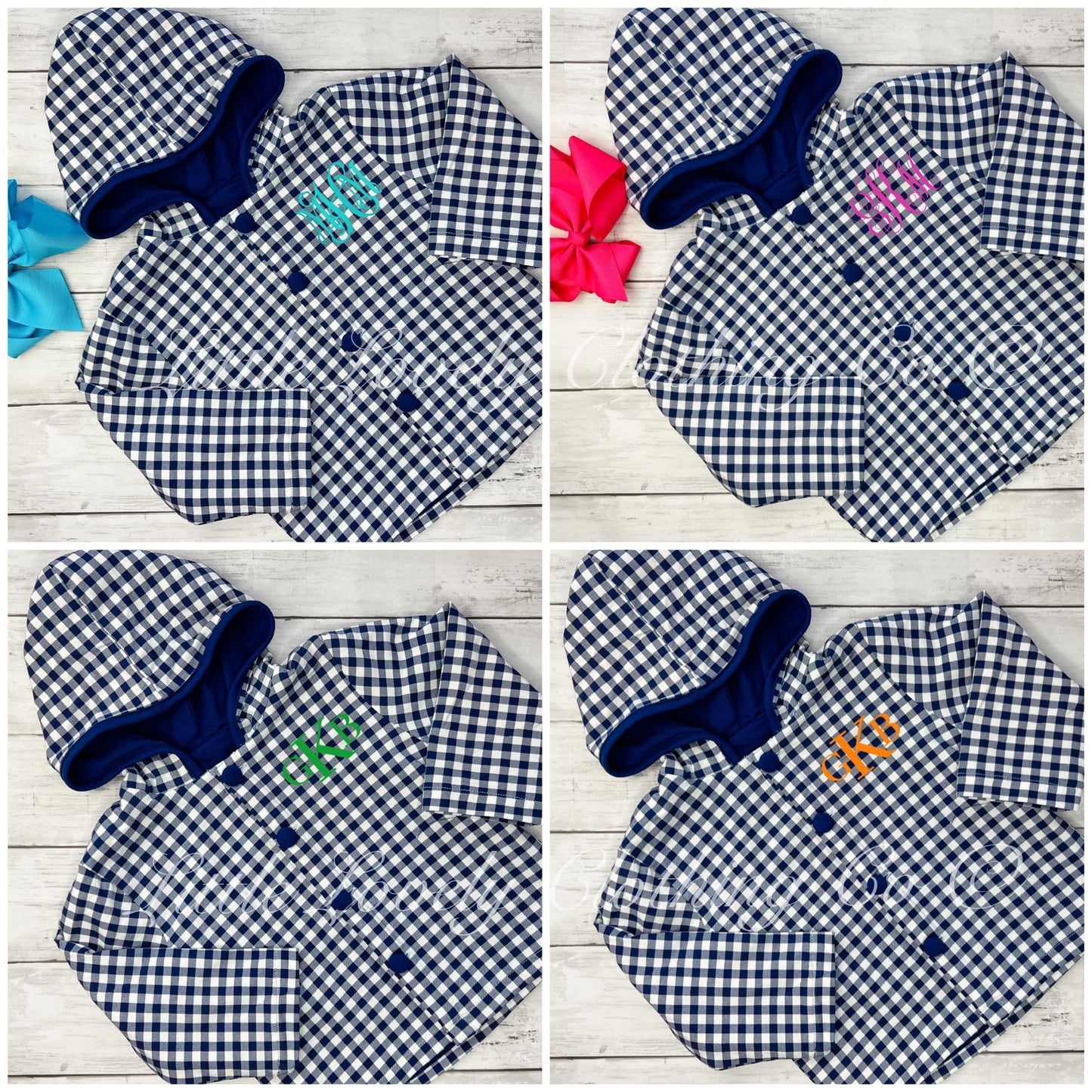 Navy Gingham Hooded Jackets