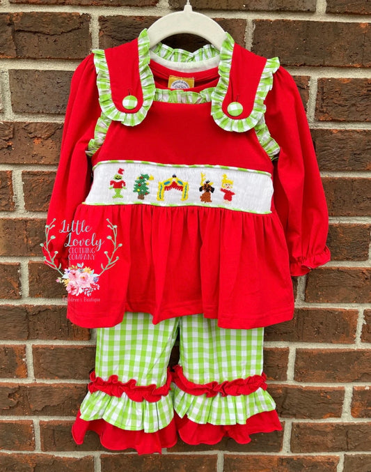 Mean Green One Smocked Girl Set