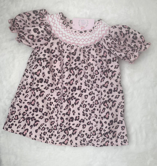 Emily Leopard Geo Smocked Dress