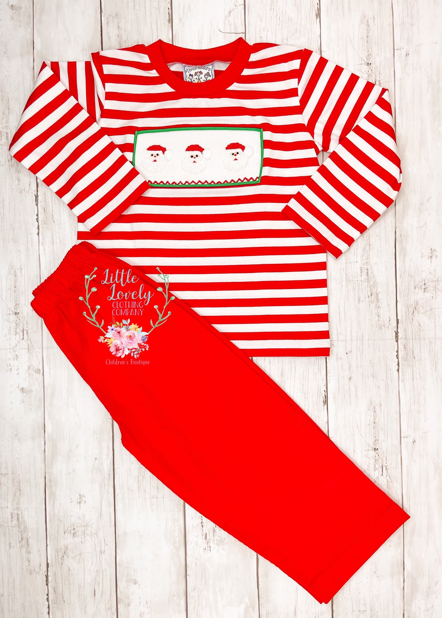 Stripe Santa Smock Pant Set