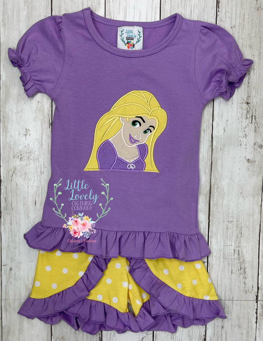 Long Hair Princess Girls Short Set